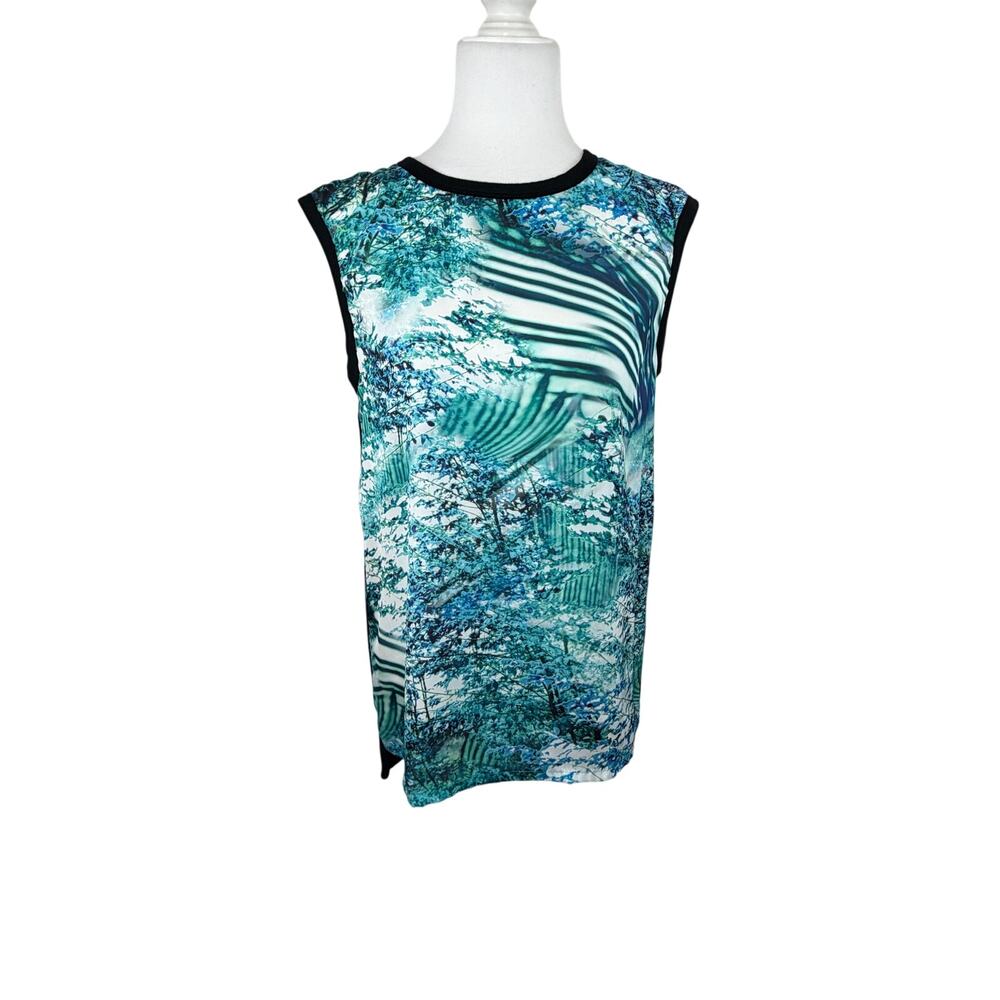 Karen Kane Palmilla Green Print Hi-Lo Tank Top Sleeveless Top NWT Small